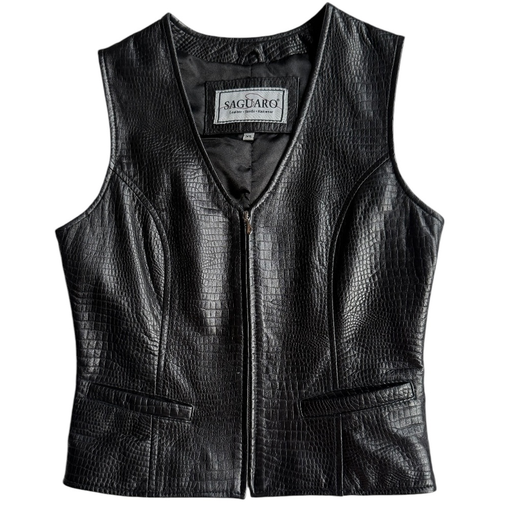 Saguaro Black 100% Leather Vest Sz XS
